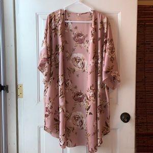 Pink floral kimono